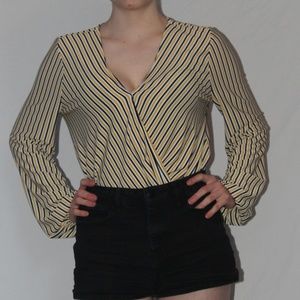 INC Women's Striped Long-Sleeved Blouse